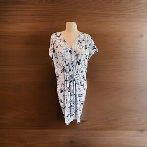 NWT Women's Rock & Republic Blue/White Tie Dye Tie-Waist Shirt Dress Sz XL